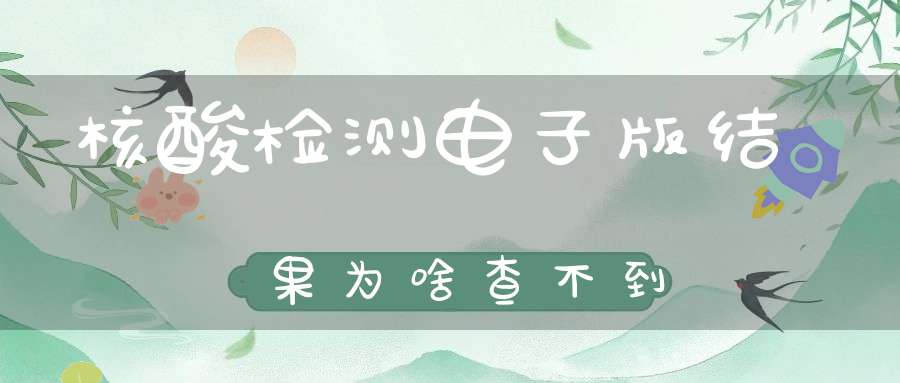 核酸检测电子版结果为啥查不到